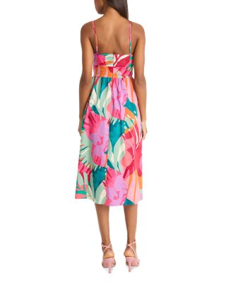 Printed Twist Front Midi Dress