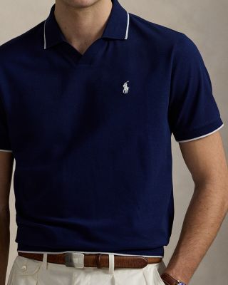 Short Sleeve Tonal Jacquard Mesh Polo Shirt