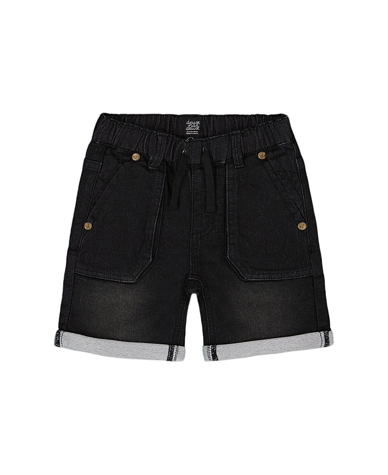 Deux Par Deux Boys' French Terry Denim Short Jeans - Baby In Black Jeans