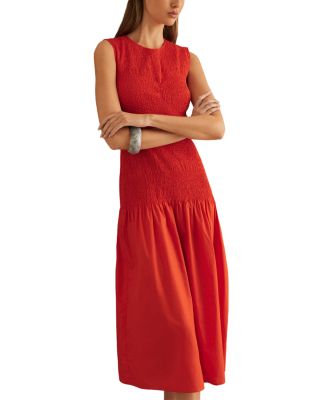 Annabel Shirred Midi Dress