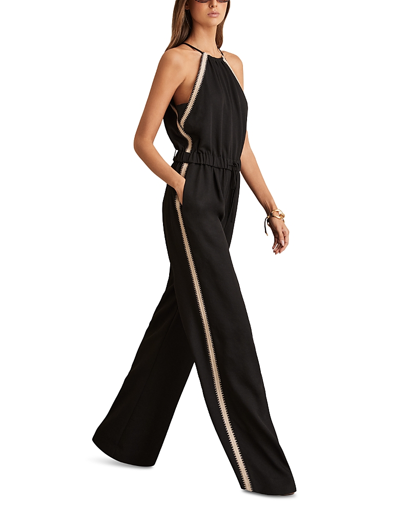 Reiss Womens Black Auden Wide-leg Woven Jumpsuit