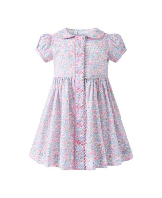Rachel Riley - Girls' Pastel Floral Button-Front Dress, Little Kid, Big Kid