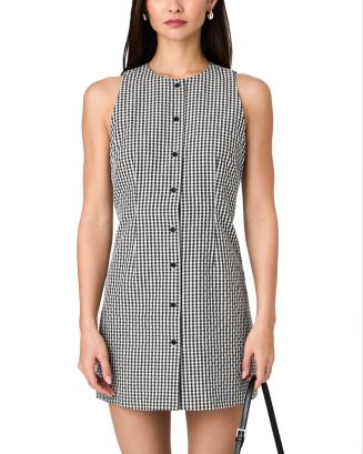 white christmas dresses Self-Portrait Navy Gingham Taffeta Mini Dress main image 0