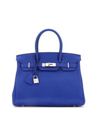 Pre-Owned HERMES Birkin 30 Handbag Blue Togo with Palladium Hardware