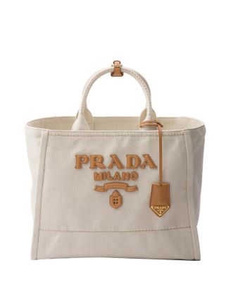 Prada Large Linen Blend Tote Bag