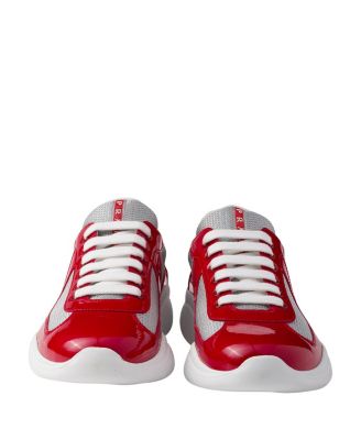 Men's Patent Leather and Technical Fabric America's Cup Sneakers in Red