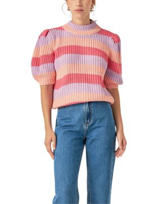 Women's Stripe Mockneck Sweater
