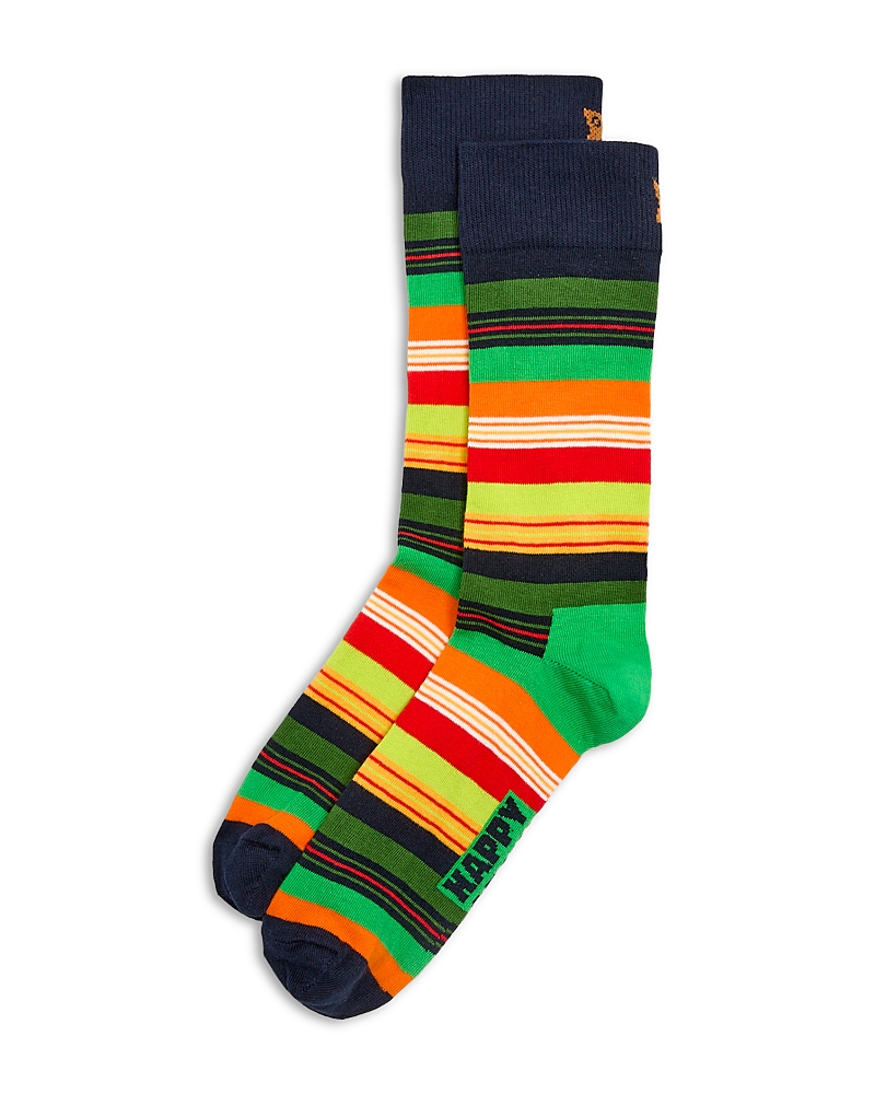 Happy Socks Stripe Crew Socks In Navy
