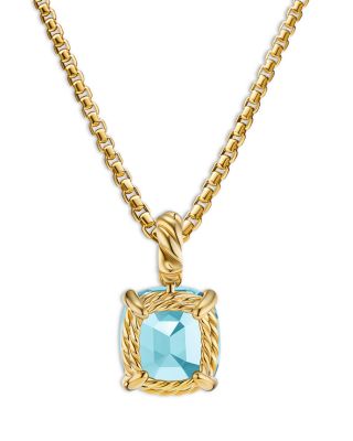 Marbella Pendant in 18K Yellow Gold with Sky Blue Topaz or Prasiolite, 12mm