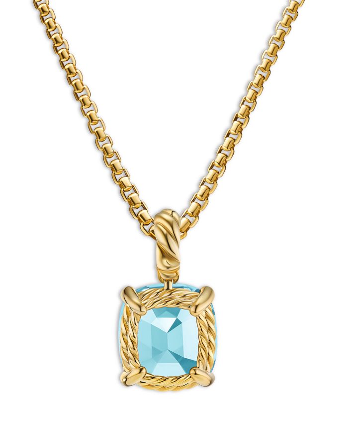 Marbella Pendant 18K Yellow Gold with Sky Blue Topaz or Prasiolite, 12mm