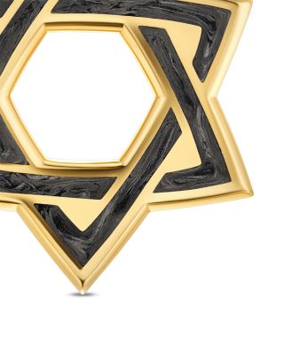 Star of David Amulet in 18K Yellow Gold with Forged Carbon, 25mm