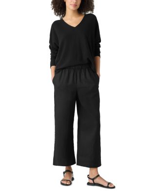 Linen Cropped Wide Leg Pants