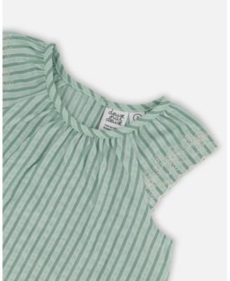 Girls' Chambray Blouse and Short Set Striped - Little Kid
