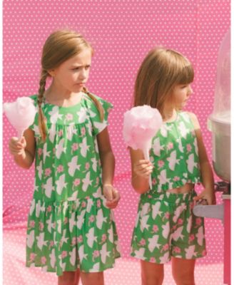  Girls' Printed Dress with Flounce Sleeves - Little Kid