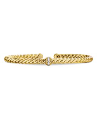 Cablespira&reg; Flex Station Bracelet in 18K Yellow Gold with Diamonds, 4mm