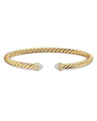 Cablespira&reg; Flex Station Bracelet in 18K Yellow Gold with Diamonds, 4mm