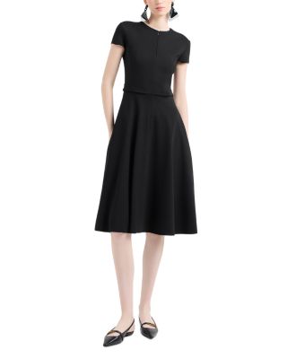 Emporio Armani - Short Sleeve Punto Milano Jersey Knee Length A Line Dress