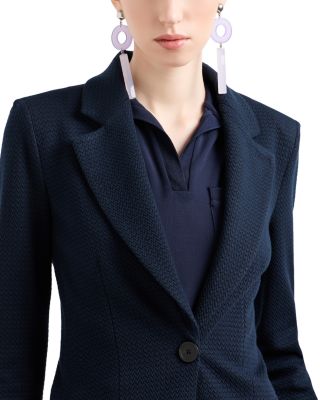 Textured Jacquard Jersey Knit Blazer Jacket