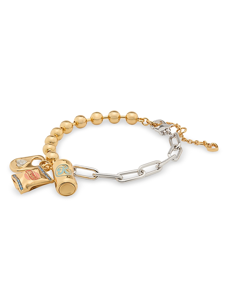 Kate Spade New York Snack Time Mixed Chain Charm Bracelet In Two Tone In Gold
