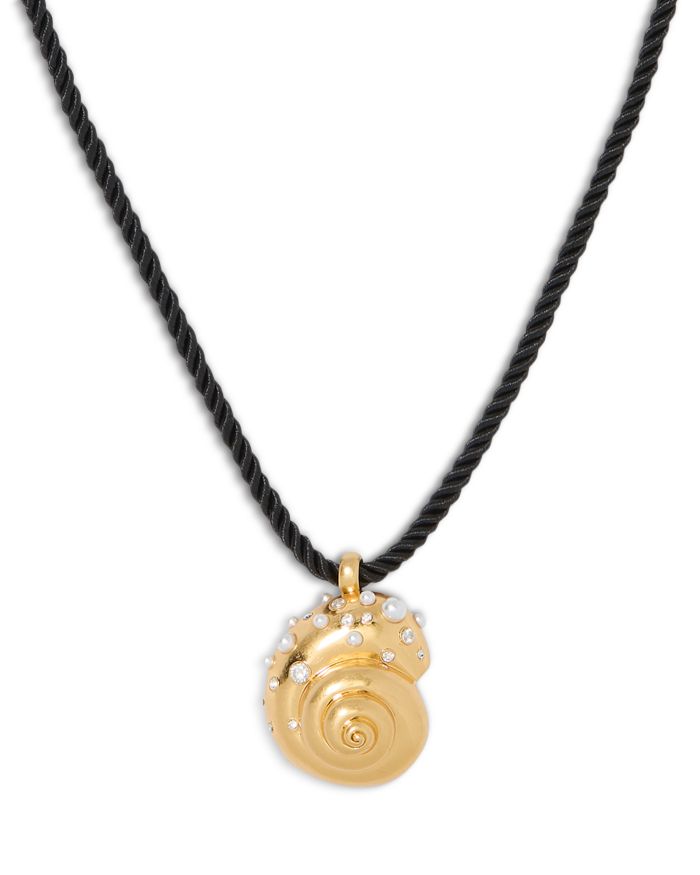 Beachside Imitation Pearl & Cubic Zirconia Shell Braided Cord Pendant Necklace, 36-39"