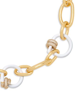 Ropes & Knots Cubic Zirconia & Enamel Large Link Toggle Collar Necklace, 18"