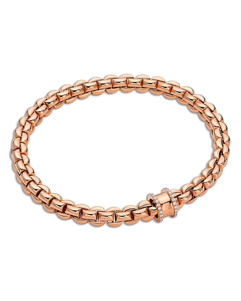 Fope 18k Rose Gold Eka Diamond Rondelle Flex'it Bracelet In Gold