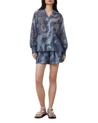 Isla Printed Smocked Cuff Shirt