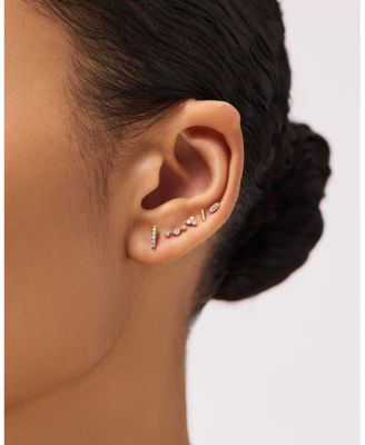 Gold Mini Diamond Navette Studs