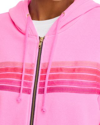 Rainbow-Stripe Hoodie in Neon Pink - Exclusive
