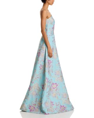 Sleeveless Metallic Multi Jacquard Gown  