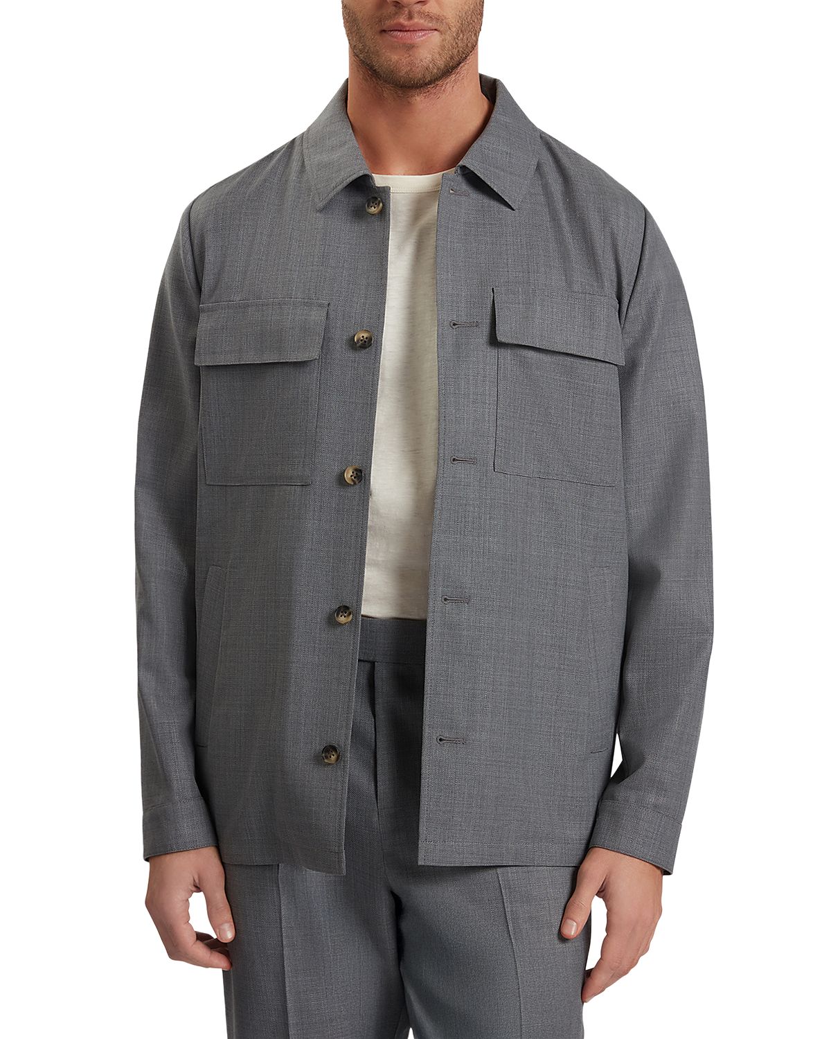 Ted Baker Selwynj Lightweight Wool Blend Shirt Jacket