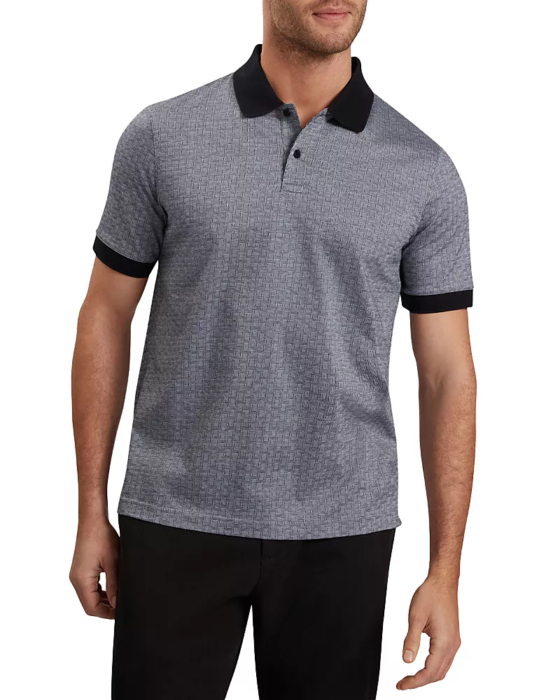 Ted Baker Auguso Short Sleeve Regular Tonal Jacquard Polo