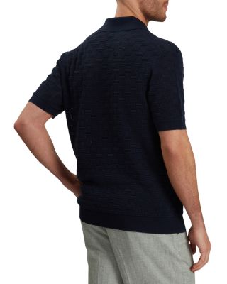 Waterby Short Sleeve Silk and Cotton Textured Polo