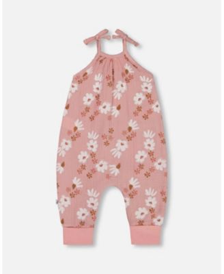 Girls' Printed Muslin Tie Strap Jumpsuit - Baby