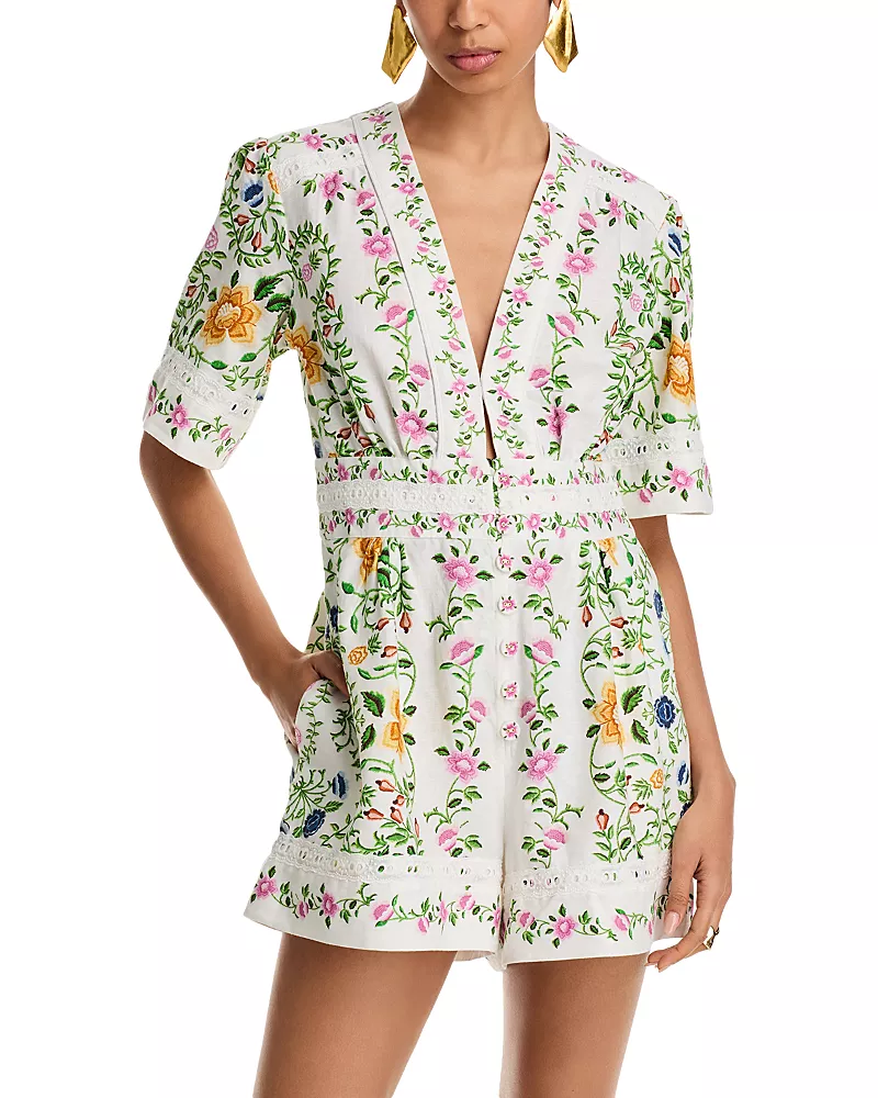 Farm Rio Folk Floral Romper - Exclusive