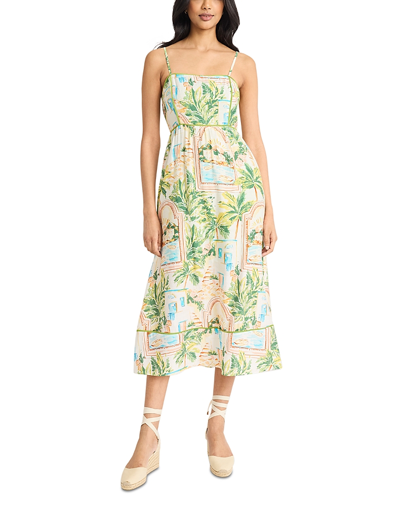 The Good Journey Contrast Piping Midi Sundress In Multi