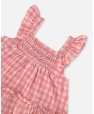  Girls' Smocked Layered Dress with Frill Sleeve - Little Kid