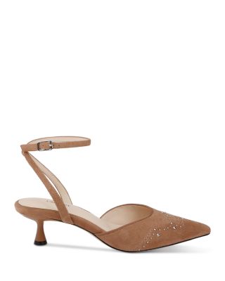 Women's Liana Pointed Toe Stud Detail Kitten Heel Pumps