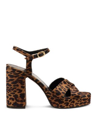 Women's Dayna Platform Crossover Strap Animal Print High Heel Platform Sandals