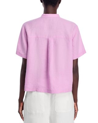 Linen Mandarin Collar Shirt