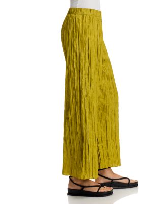 Crushed Silk Wide Leg Ankle Pants