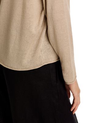 Linen Cotton Jersey High Collar Cardigan