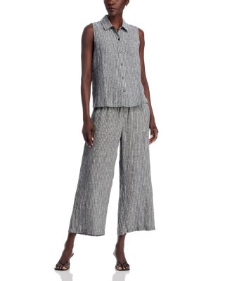 Linen Wide Leg Cropped Pants