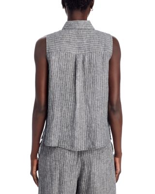 Linen Striped Sleeveless Shirt