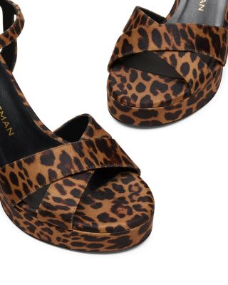 Women's Dayna Platform Crossover Strap Animal Print High Heel Platform Sandals