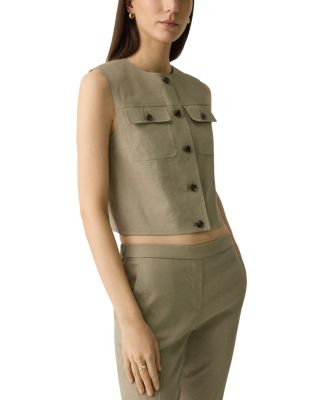 Fitted Sleeveless Linen Vest