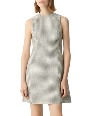 Theory - A-Line Mini Dress in Checked Linen-Blend