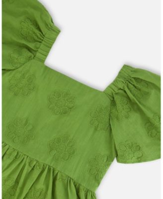  Girls' Frill Sleeve Dress with Embroidery - Big Kid