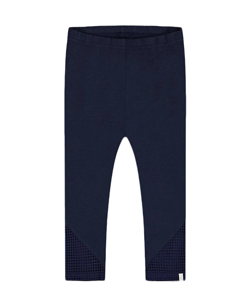 Deux Par Deux Girls' Organic Cotton Capri Leggings With Mesh - Little Kid In Navy Blue