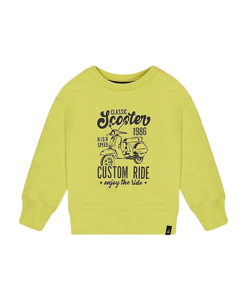 Deux Par Deux Boy's Pullover Graphic Sweatshirt Lime Green In Lime Green